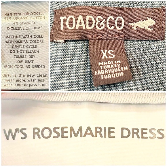 Toad & Co Rosemarie Dress in Blue/Green, Sweetheart V-Neck, Zippered Pocket, XS - Picture 13 of 15